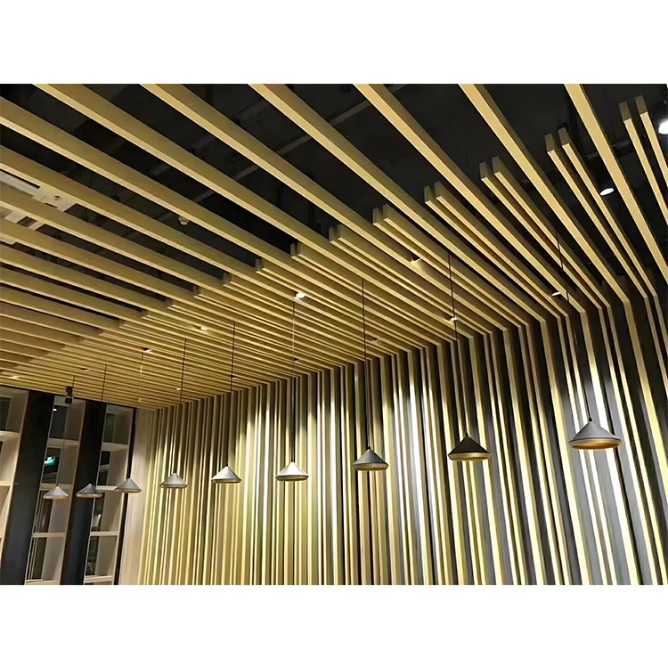 Wood grain aluminum square tube Aluminum square pass ceiling ceiling Decorative wood grain Ceiling Partition