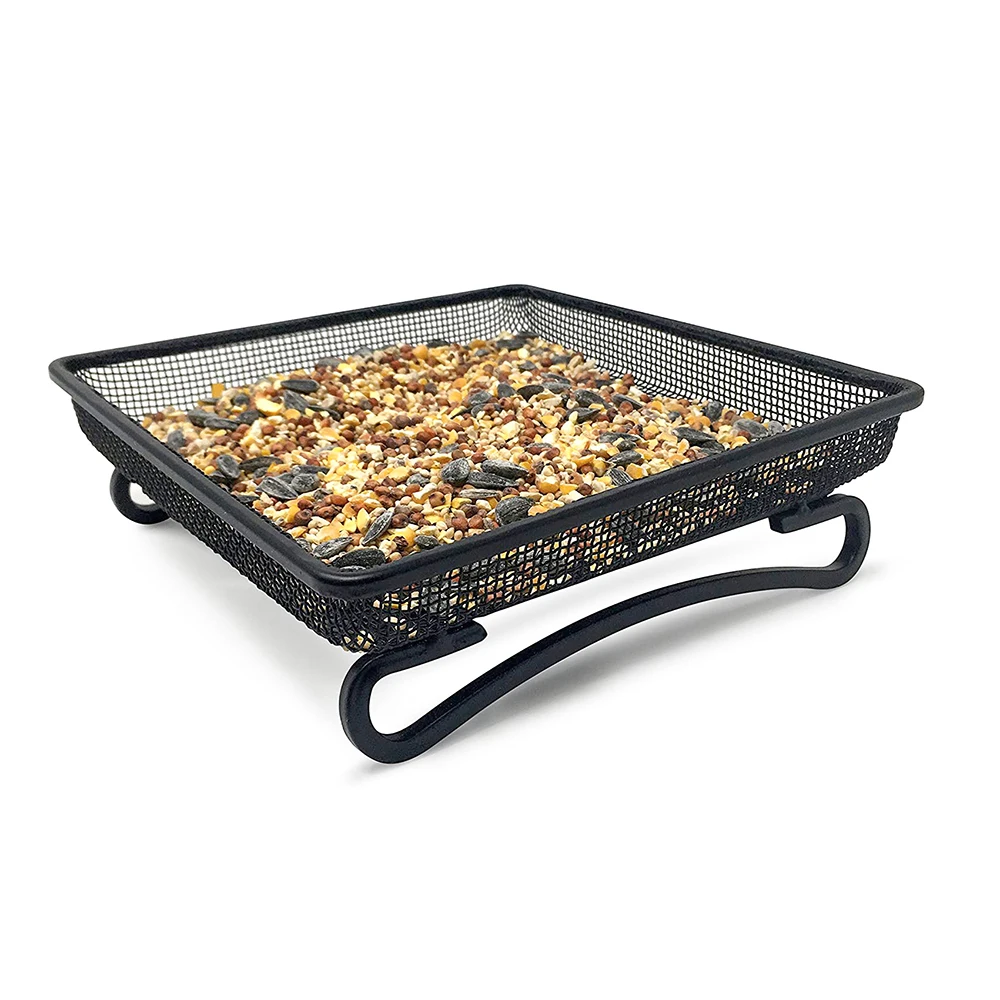 Metal mesh compact ground bird feeder tray