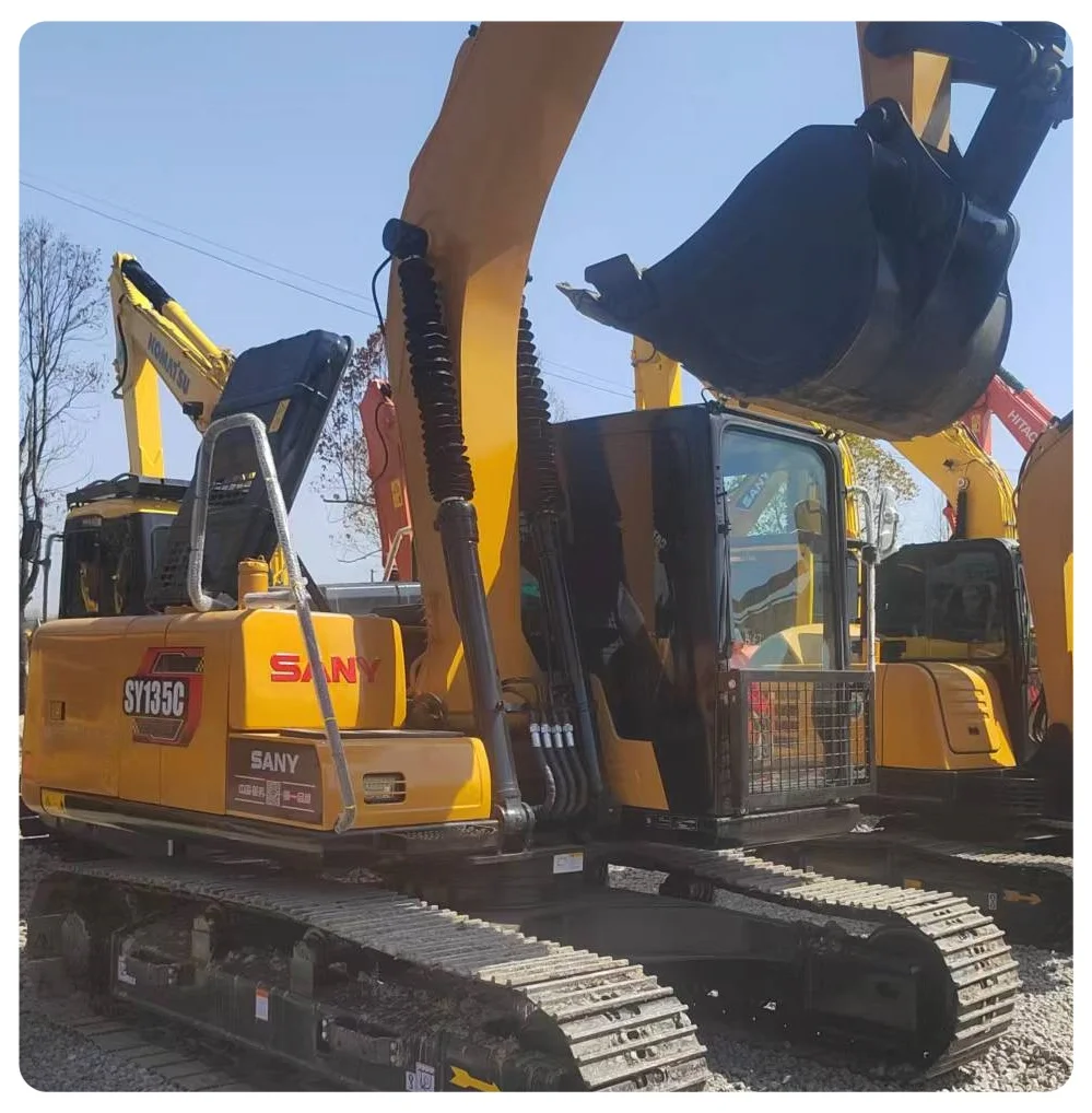 Китай sany SY135C/sy215c /SY75 / SY55/ SY245 экскаватор для продажи в сильном состоянии б/у 13-тонный с гидравлическим большим пальцем