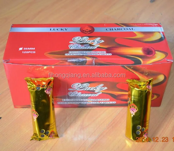 HongQiang Manufacture 35mm Incense Charcoal Soho Star Round Fruit Wood Charcoal for Hookah