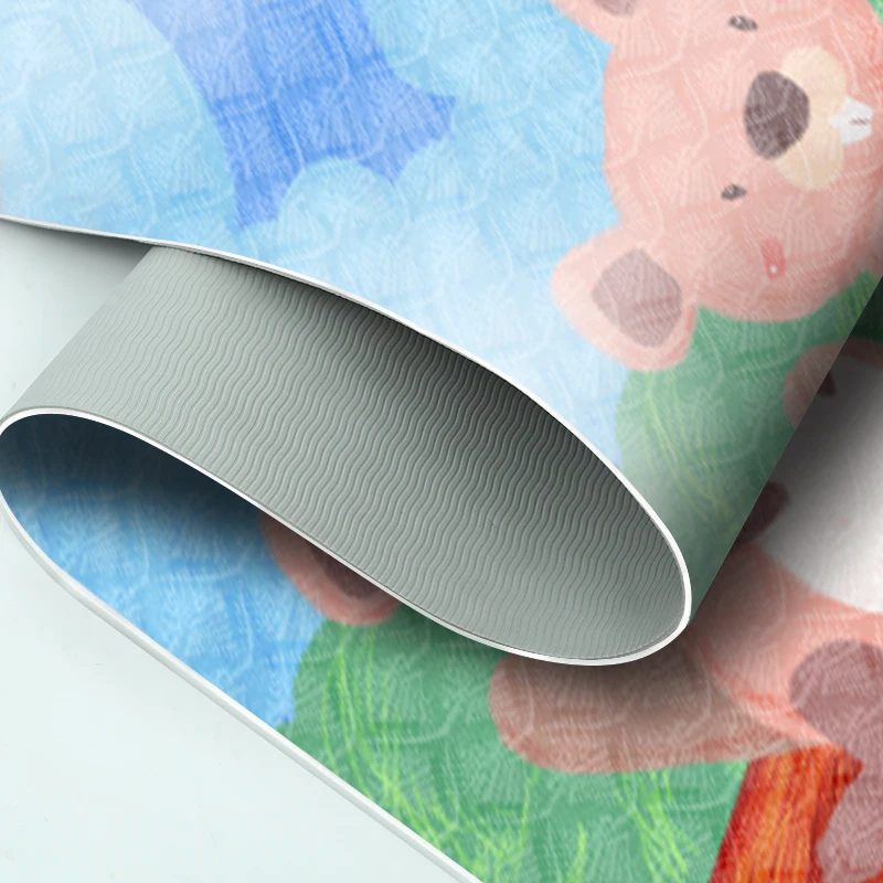 SANFAN Natural Eco Friendly Tpe Yoga Mat For Kids Kids Size Yoga Mat 6mm Thick Fun Colors & Designs