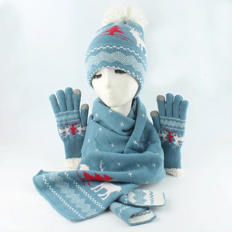 MB3 Winter new Christmas knitted hat snowflake deer red woolen hat warm men and women pullover hat wholesale