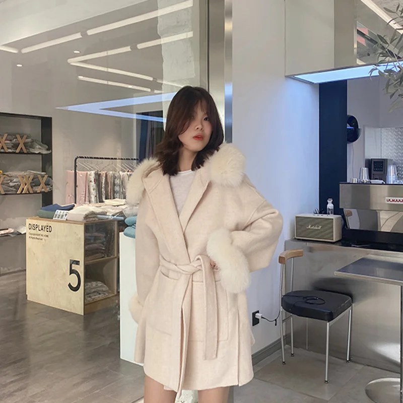 Winter new collar medium length women chinchilla coat faux fur