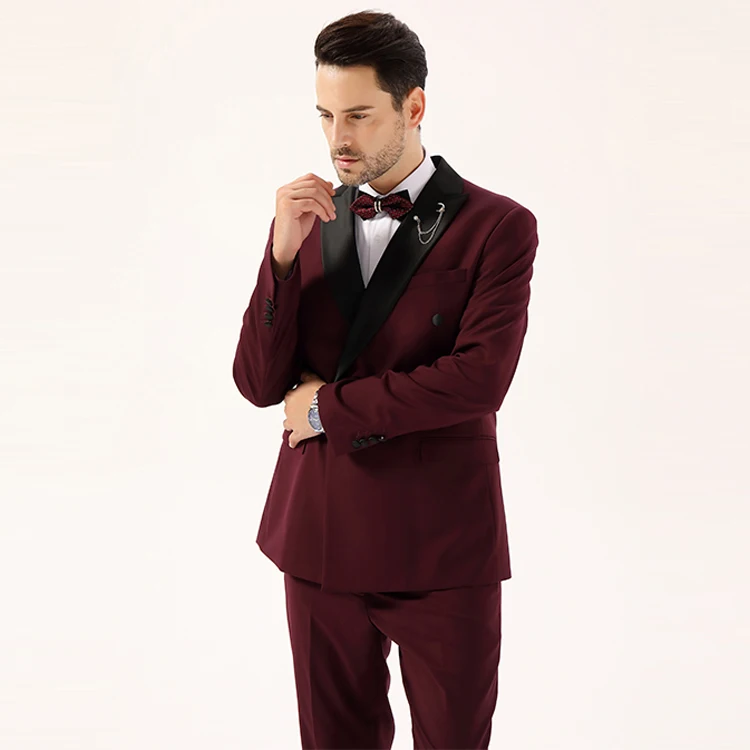 
Wine Red Latest Design High Quality men wedding suit pictures 