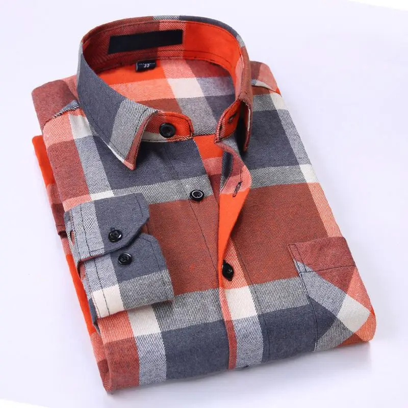 OEM/ODM camisas sky blue and black plaid custom Hexagonal cuff single pocket Turn-down Collar full sleeves flannel shirt for Men