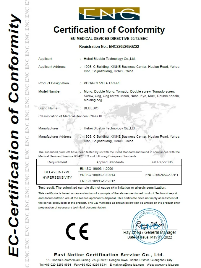 CE Blunt Cannula Lift Cog 3D 4D V Line PDO Thread COG Thread Face Lifting