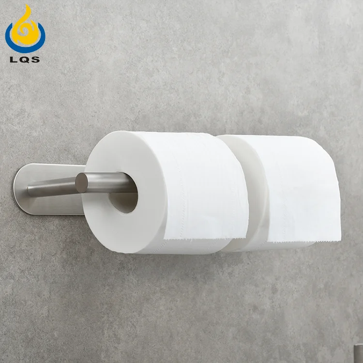 Hot sale no drill nail-free stainless steel self adhesive wall mounted toilet paper tissue holder for bathroom kitchen