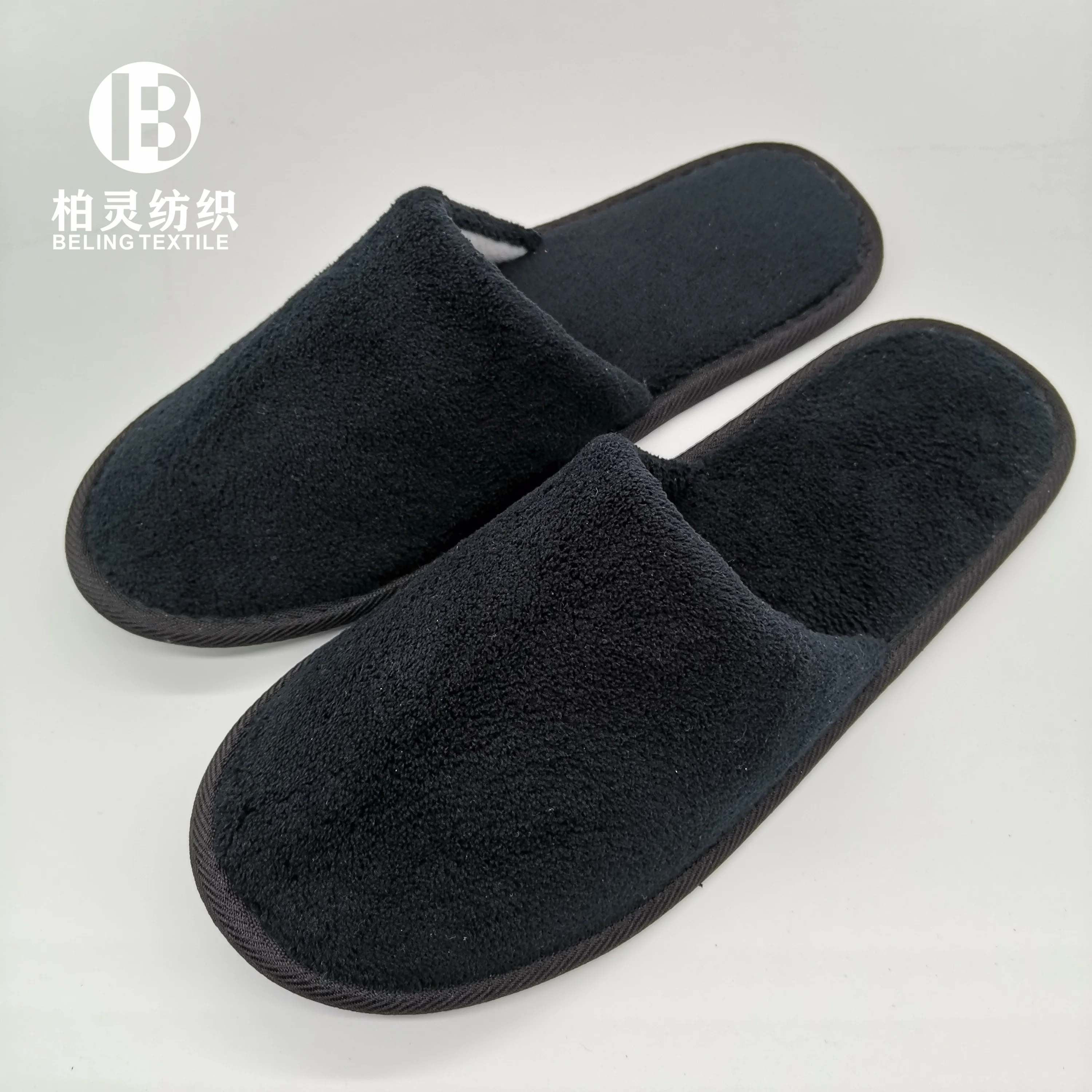 Hotel Slipper fleece closed toe washable customer logo manufacture