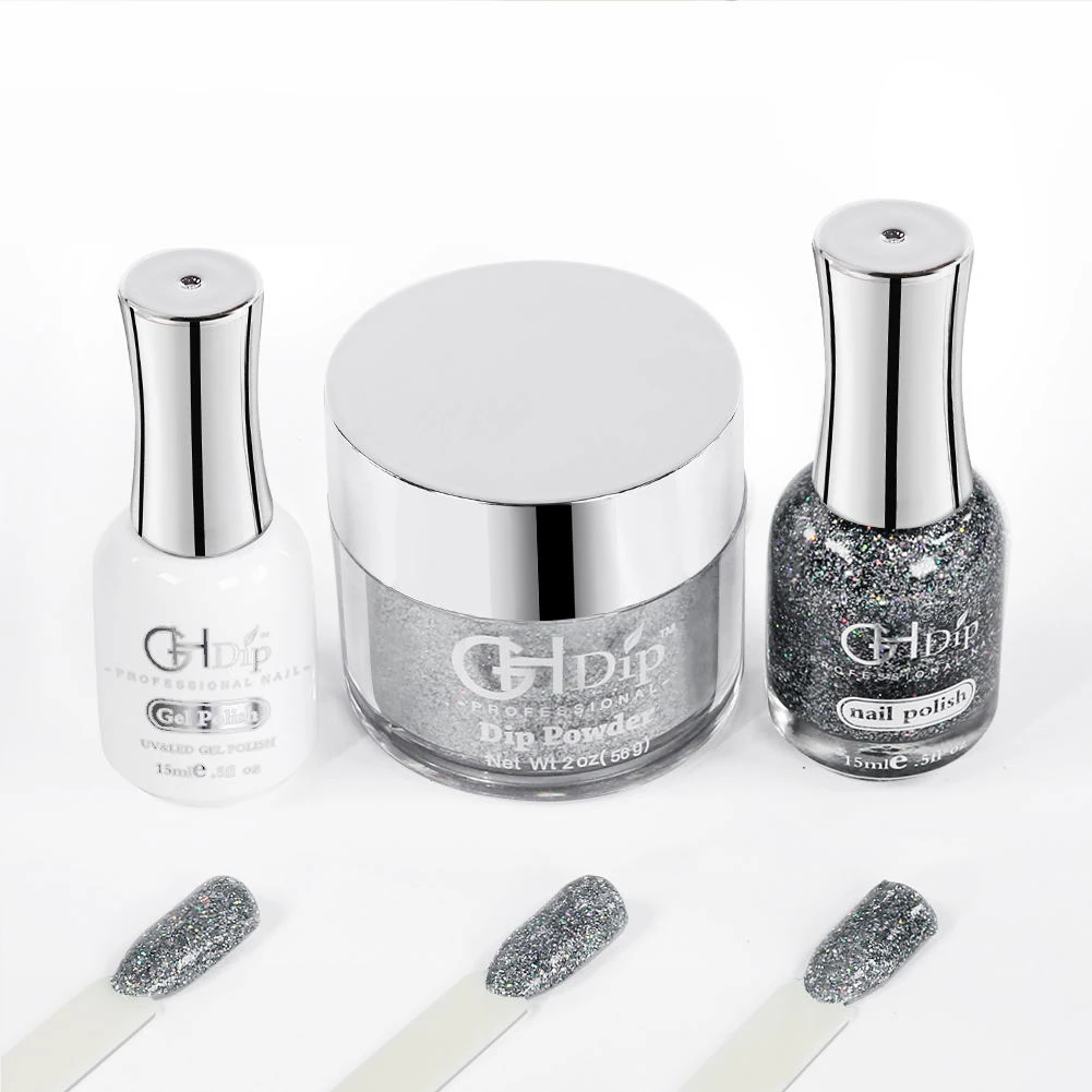No Lamp Needed Glitter Color Nail 3 in 1 Acrylic Dipping Powder  on Real Nails
