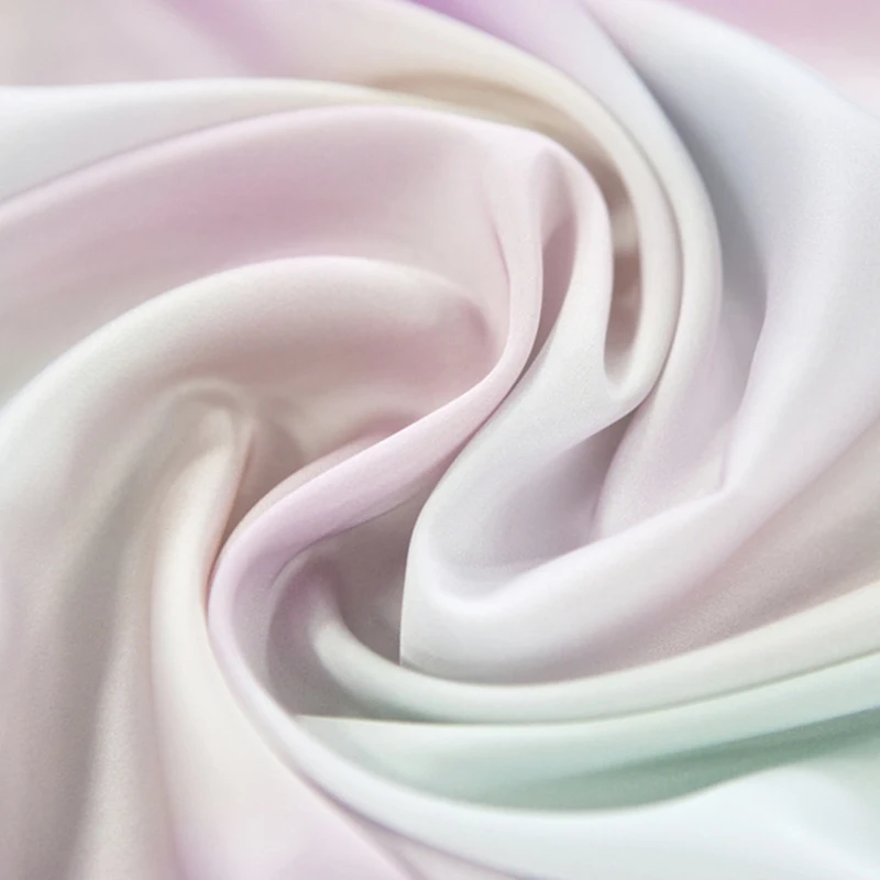 Factory Price Imitation Silk Polyester Spandex Digital Printing Stretch Satin Ombre Fabric For Dress Pajama