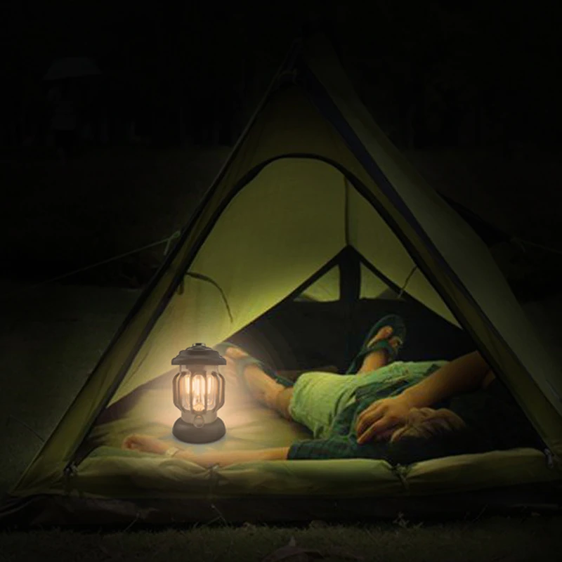 Old-fashioned Vintage Retro Hiking Tent Light Led Rechargeable Dimming Lamp Outdoor Portable Camping Lantern Lights