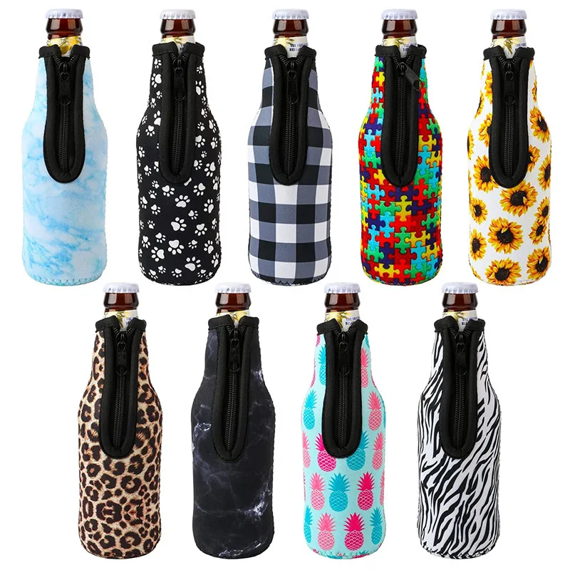 330 Ml Or 375 Ml Keep Beer Cold And Hands Warm Enclosed Bottom Beer Bottle Insulator  Beer Bottle Insulator Sleeve With Zipper