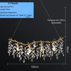 Nordic Crystal Chandelier Tree Branch Luxury Pendant Lights Living Room Decoration Chandelier Lighting Gold Palace Villa Lamp