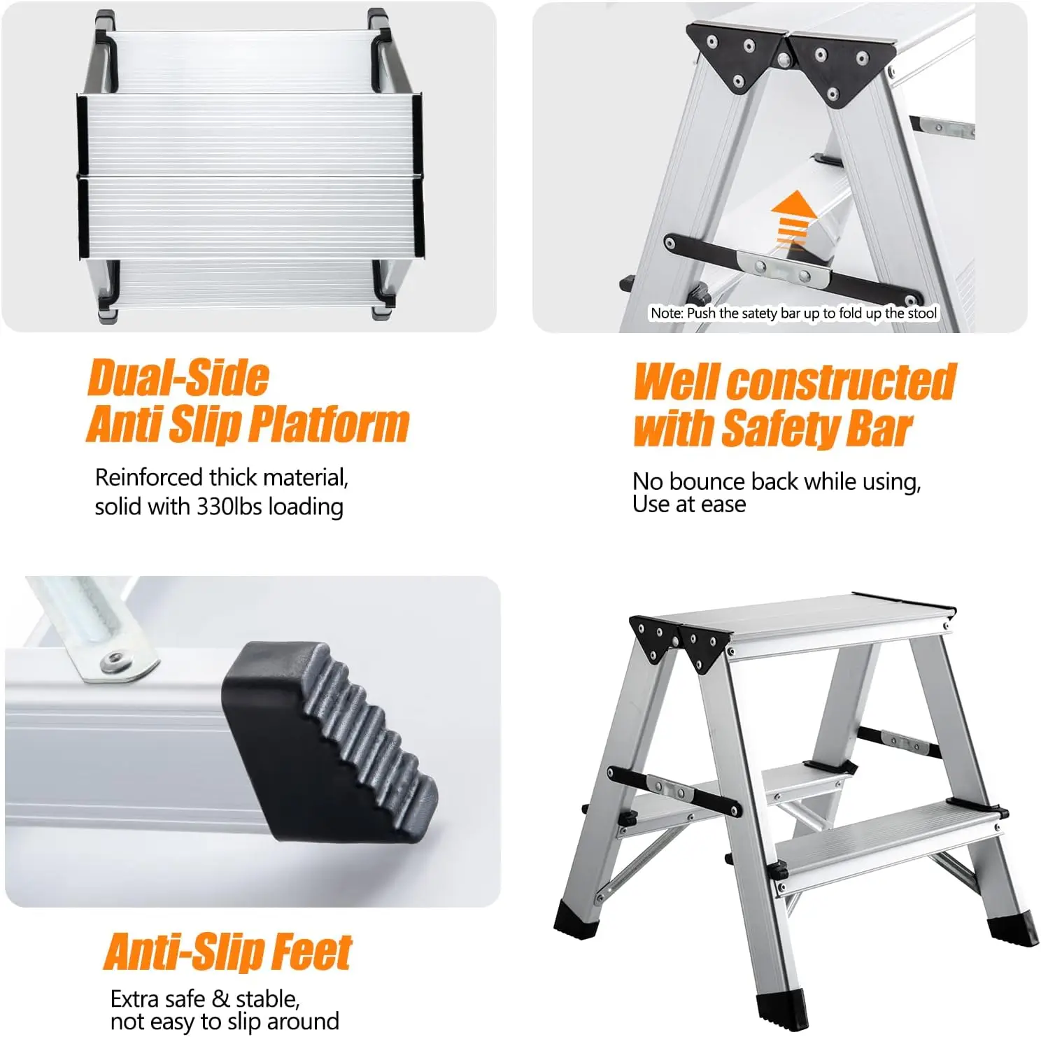 Aluminum Folding Ladder 5 STEP Foldable A Frame Double Sided Step Ladder