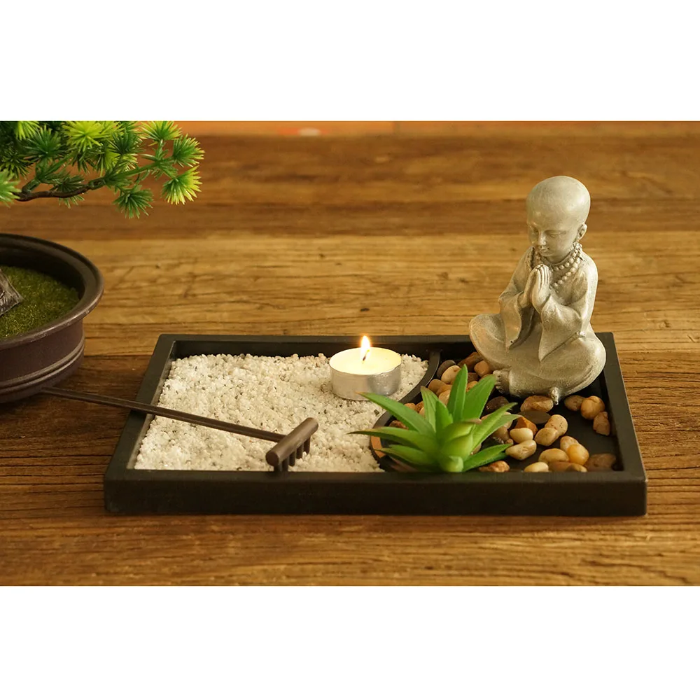 Hot Sale Zen Garden accessories Zen Tray With Buddha Tool Set Zen Garden Kit