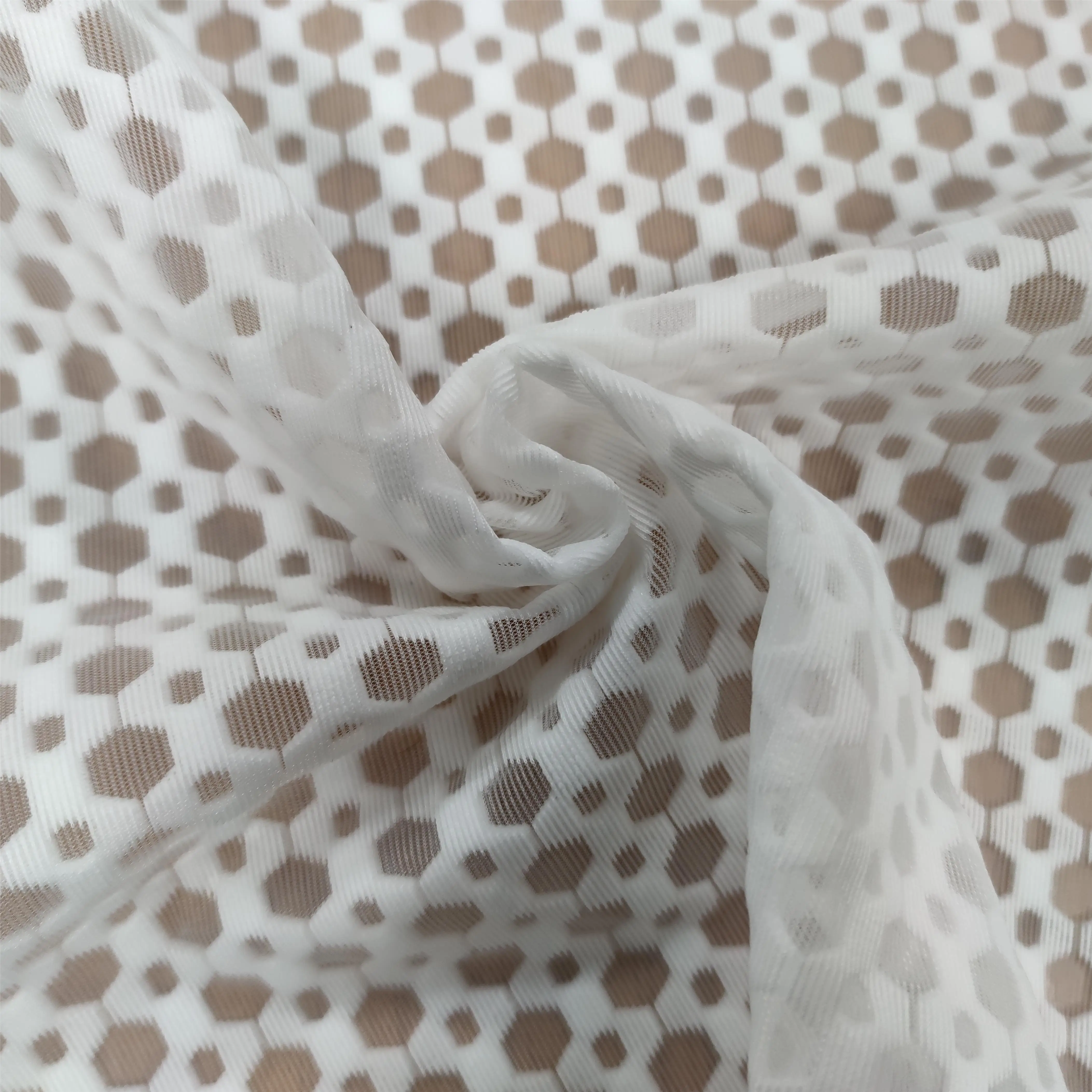 High quality jacquard mesh knitted hexagonal 3D air layer sandwich mesh garment chair mesh fabric