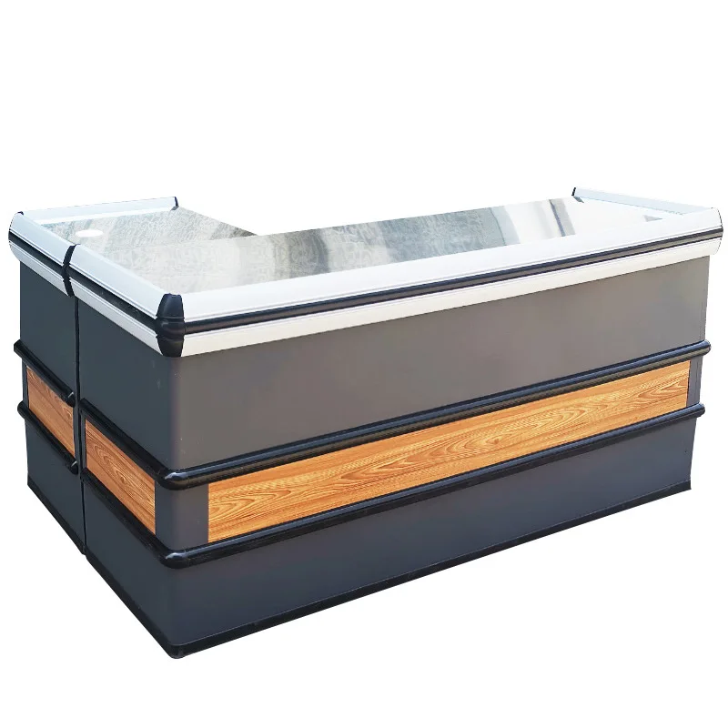 Easy To Install Supermarket Payment Counter Grocery Store Electric Conveyor Belt Checkout Desk Cash Register Counter