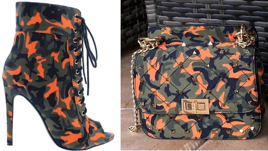 Женские камуфляжные ботильоны на высоком каблуке-шпильке, с открытым носком, на шнуровке, короткие ботинки на высоком каблуке, большой размер 43, с камуфляжной сумкой