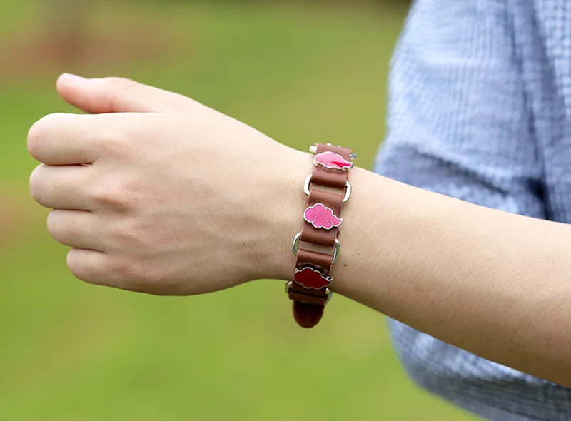 Trendy Accessories Jewelry Japan Anime Kakashi Red Cloud Woven Leather Bracelet For Man