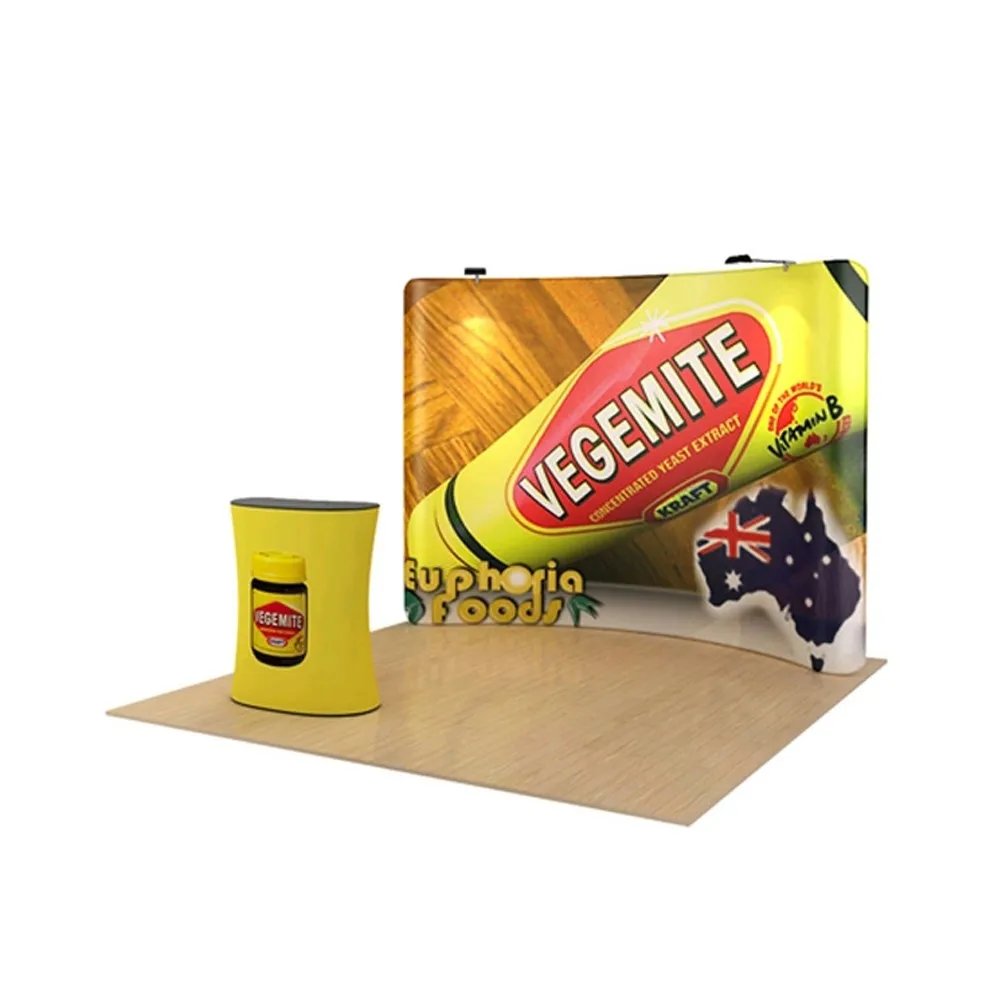 Portable backwall aluminum frame tradeshow booth fabric display rack sublimation printing photobooth backdrops