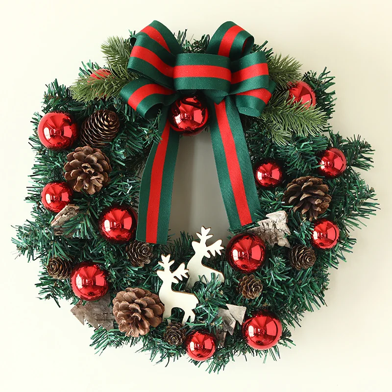 Рождественские украшения искусственный венок цветок передняя дверь с сосновыми шишками рождественские шар