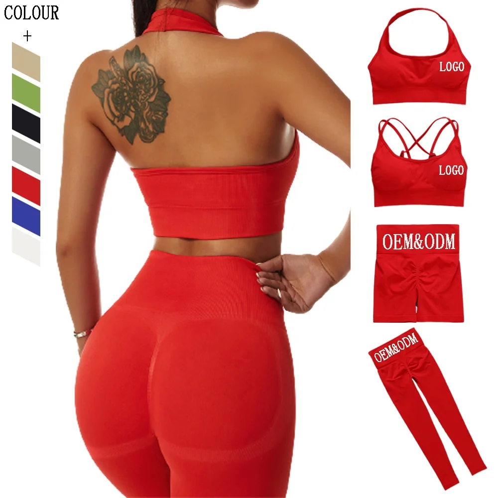 Seamless Activewear Sport Suit Fitness Yoga Bra  High Waist Yoga Leggings Set Woman Yoga Set - Workout Clothing Gym Fitness Sets