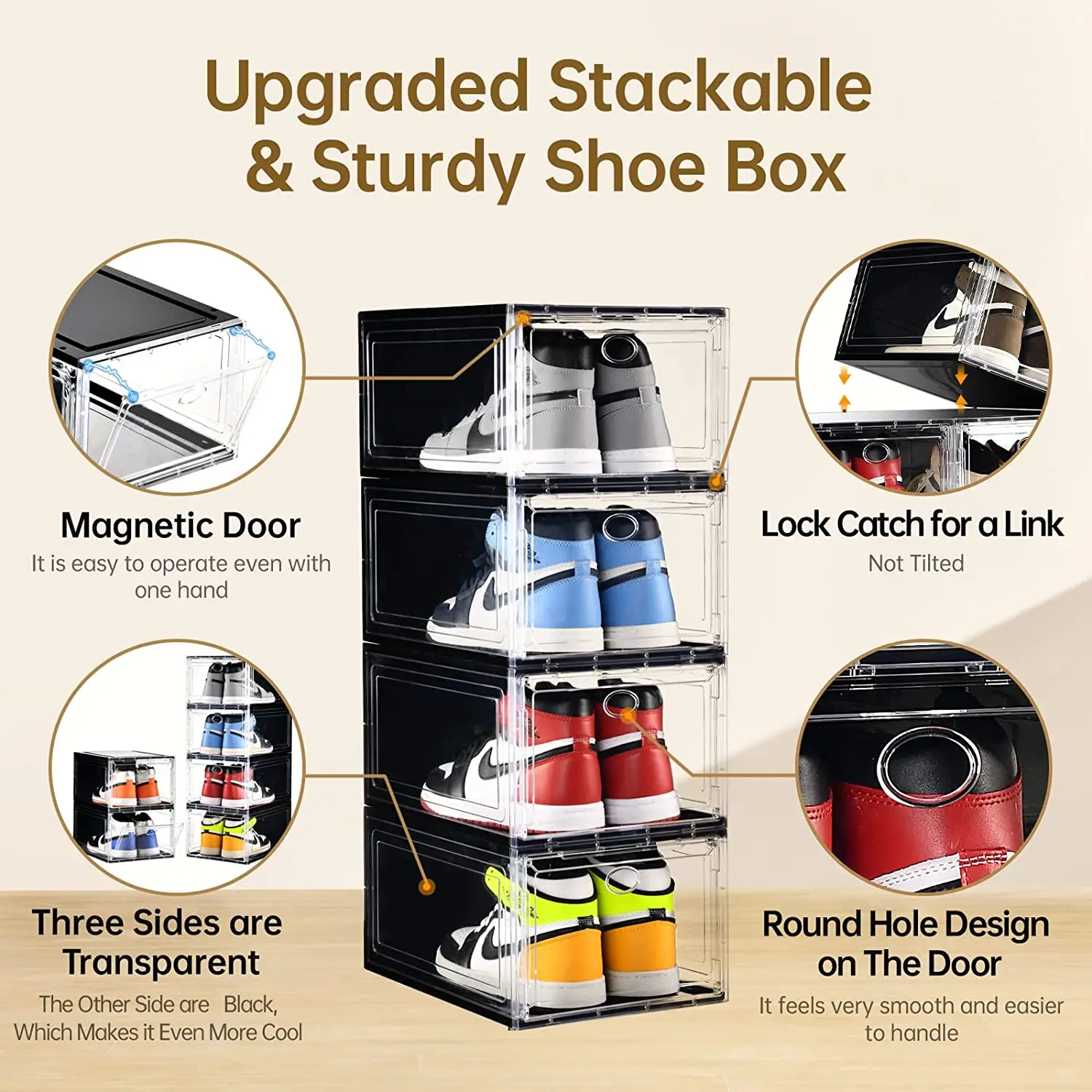 Customization Collapsible Foldable Drawer Clear Soft Case Full Transparent Plastic Organizer Shoe Boxes In Bulk For Tennis Shoe