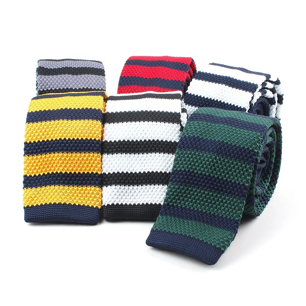 Новое поступление, повседневные Разноцветные полосатые вязаные галстуки из полиэстера для мужчин