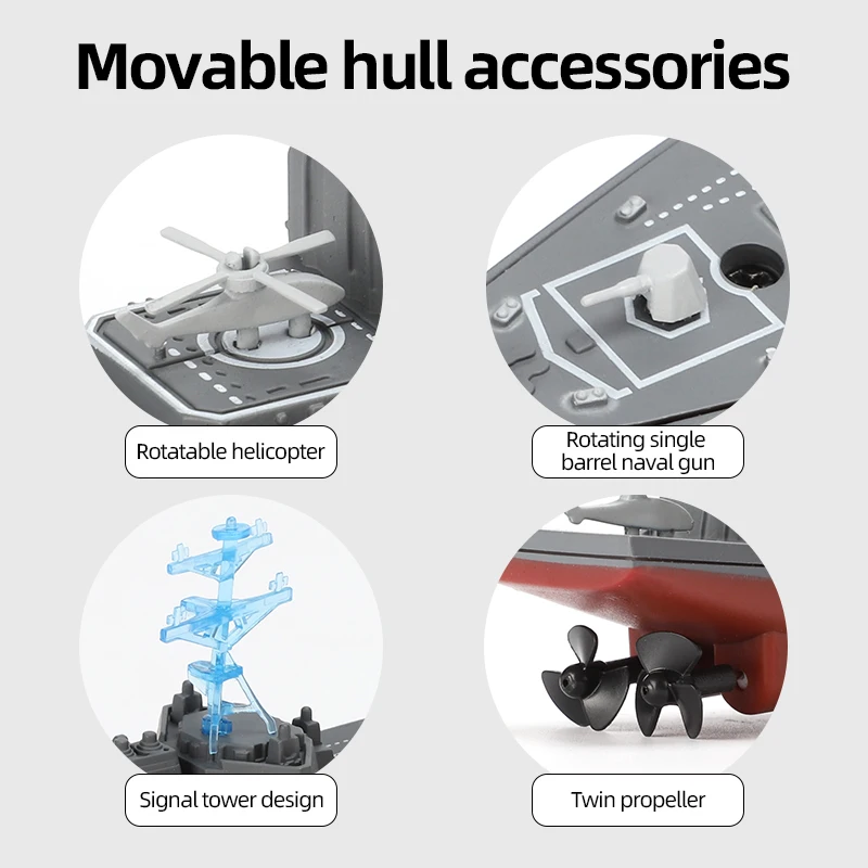 2.4G  Remote Control Boats 4-Channels Plastic Warship Model Toys RC Warships For Adults