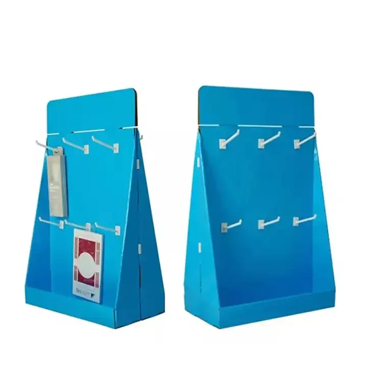 Custom Logo Acrylic Cardboard Countertop Display Box For Retail Store Corrugated Paper With Hanging Hooks