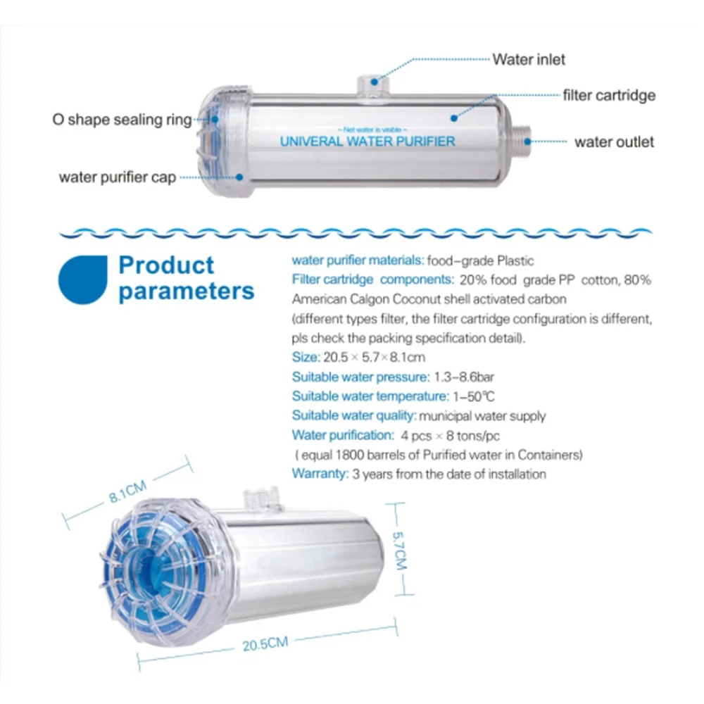 Pre-filter Pipeline Filter Remove Rust Chlorine for Bathroom /Sink / Wash Machine