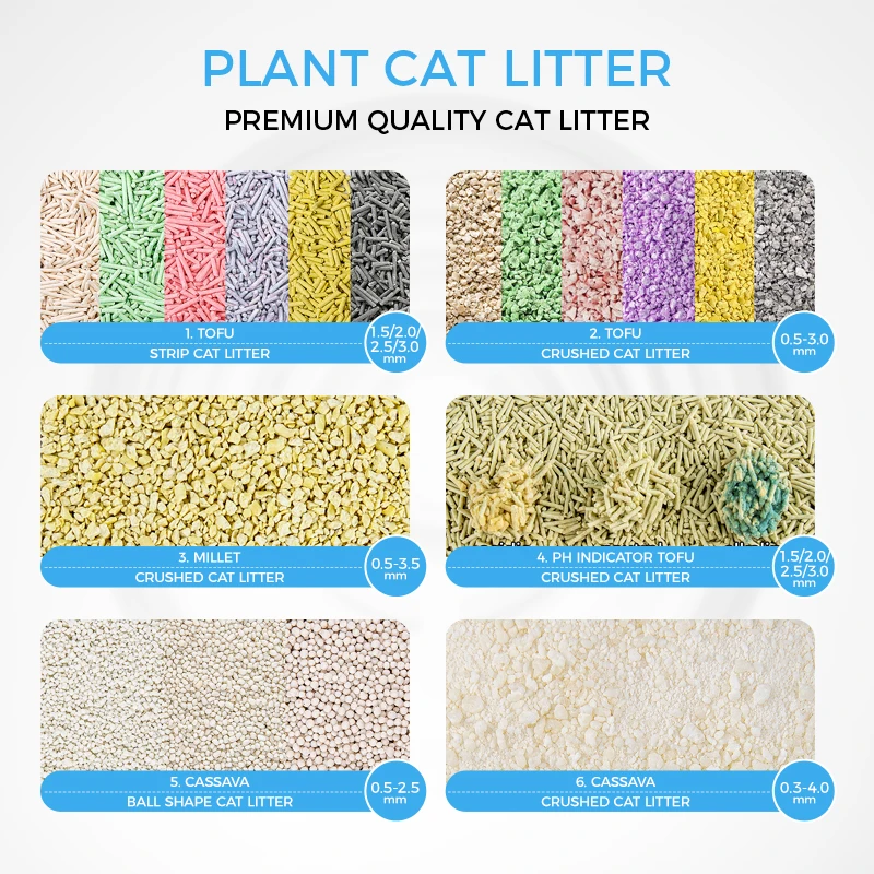 Eco-Friendly Natural Dust Free 2.0mm strip shape tofu Cat sand Quickly Clumping Odor Control Flushable Tofu Cat Litter