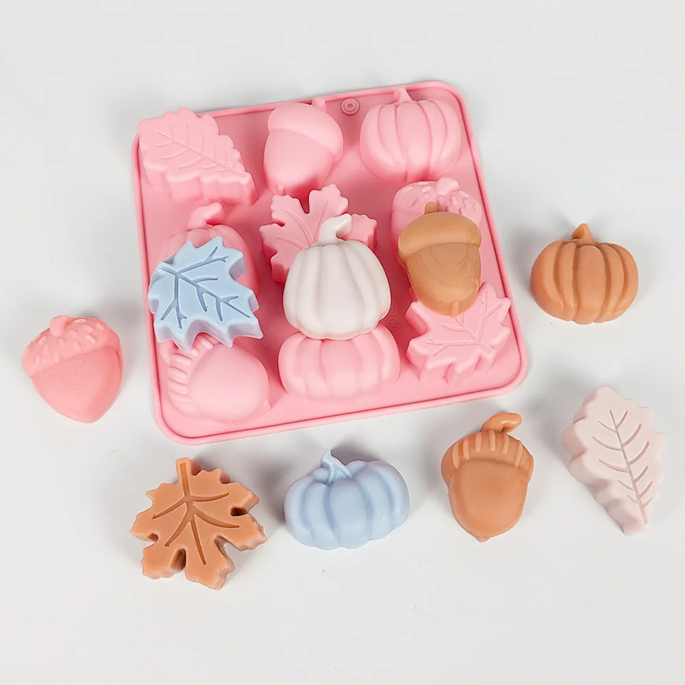 DIY 9 Cavity Leaf Pine Nut Pumpkin Chocolate Candy Cookie Fondant Cake Silicone Mold