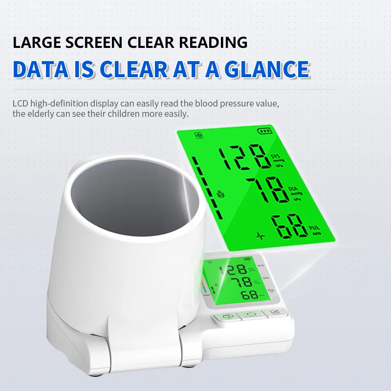 Upper Arm Blood Pressure Monitor with One-Touch Operation and Large Cuff