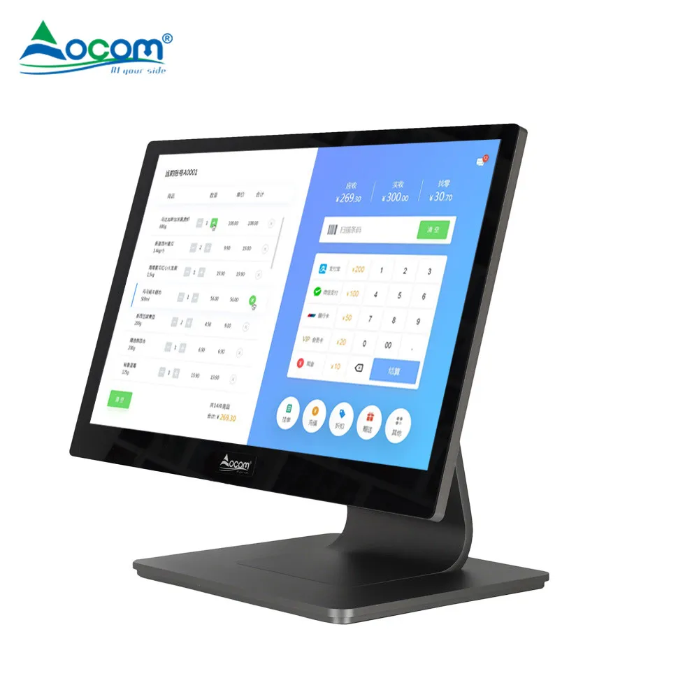 POS-1562 OCOM  Super Slim Waterproof 15.6Inch Aluminum Cash Register Windows Android Touch Screen Pos System