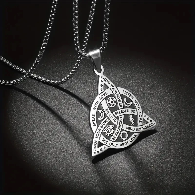Protective Amulet Jewelry Necklace Viking Witch Celtic Knot Pendant Necklace for Women Men Moon and Sun Viking Jewelry Pendant
