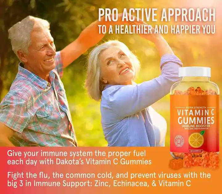 Food Grade Vegan Vitamin C Gummies Multivitamin Natural No-GMO Herb Extract Supplement Wild Cultivated Immune Support Can