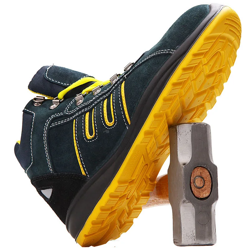 Мужские оливковые замшевые защитные ботинки со стальным носком для работы s1 s2 en 20345