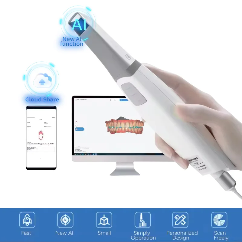 Oral Intraoral 3D Scanner PC Cart Fast Dental Intraoral Scanner  For Implant/Orthodontics/Restoration AI Scanning
