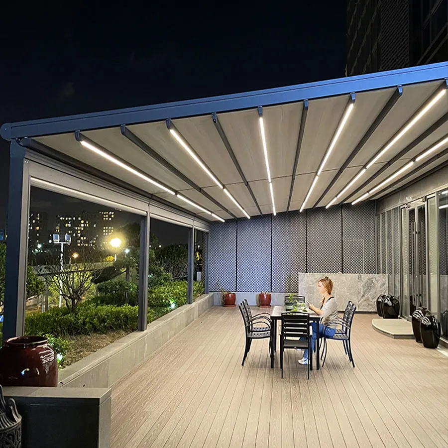 Custom aluminum pergola motorized electric control pvc retractable pergola