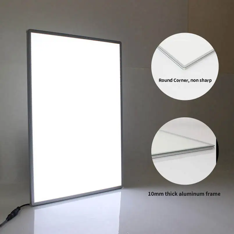 HLY Customized cafe restaurant led lightbox slim advertising light boxes aluminium ultra thin light box frame external