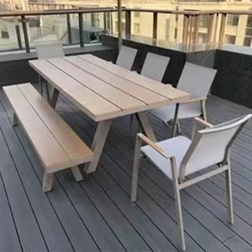 2022 Outdoor patio garden Furniture Aluminum Frame wood restaurant patio outdoor dining table