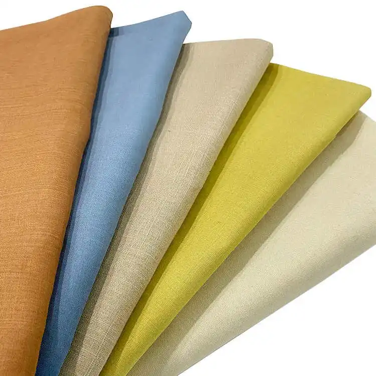 Multi Color Plain Sustainable Soft Shirt 55%linen% 45%cotton fabric Cotton Linen Fabric for dress
