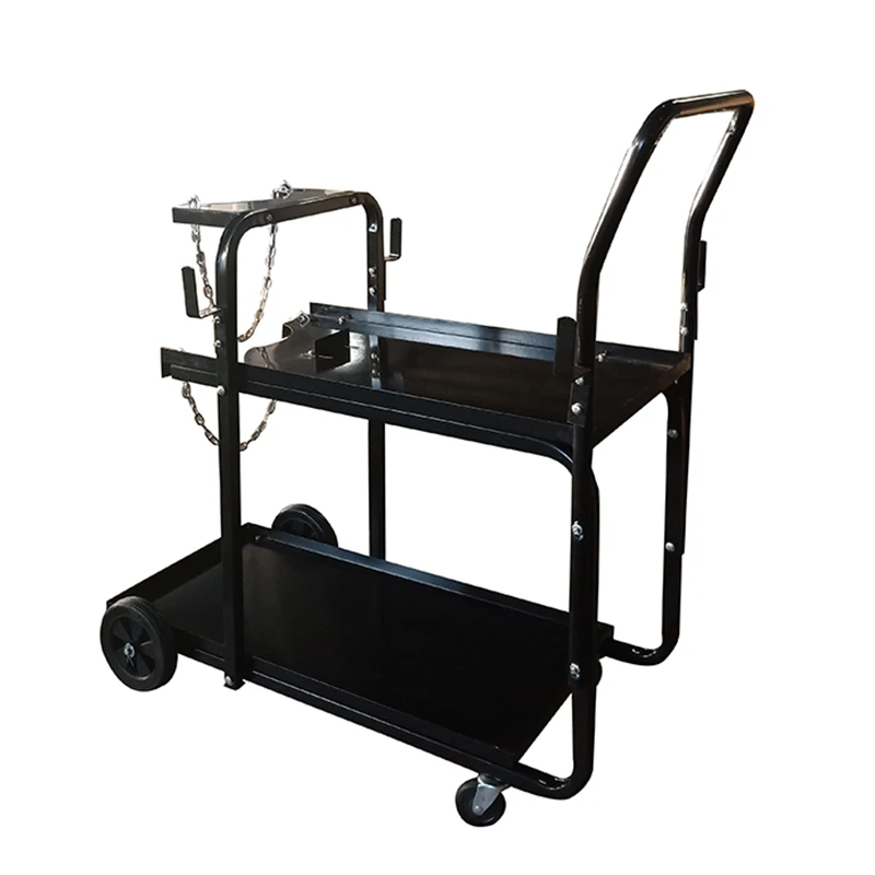 WT4223 Welder 2 Tiers Rolling MIG Universal Gas Cylinder Steel Welding Machine Trolley Cart with Chain and Handle
