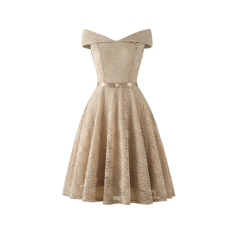 hot selling Off-Shoulder Lace fabric Bridesmaid Gown Evening Dresses Fashion  Bridesmaid dress short