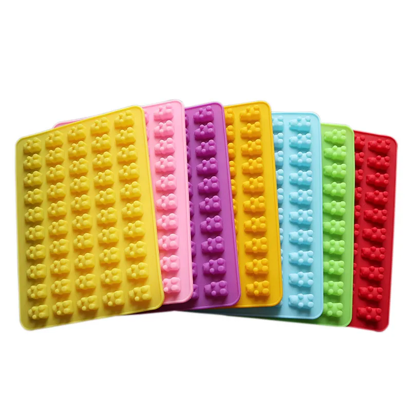 Mini bear Shape 50 Cavity Silicone Mold for pet Chocolate Jello Gummy Candy Custom cartoon bear silicone baking mold