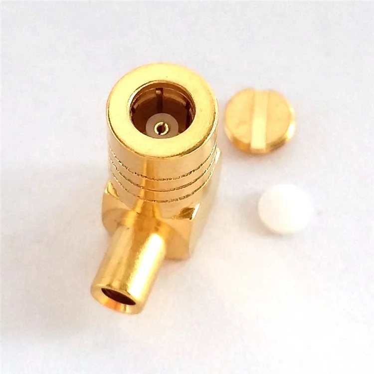 RF coaxial connector SMB female 90 degree soldering 50 ohm mating RG405 SFX-086 cable SMB-B-KW2 copper SMB-KWB2