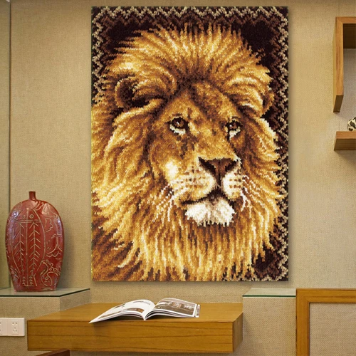 Hot Embroidery Tapestry Kits Rug Crochet Yarn Kits Lion Latch Hook Kit Rug Making Crafts Carpet for Adult