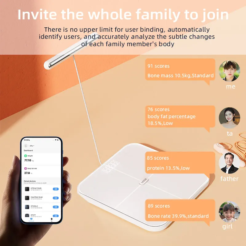 High-Accurate 8 Sensor Smart Body Fat Scale wholesale Digital Scale 0.05kg Accuracy Glass Material ROHS Certificate 180kg