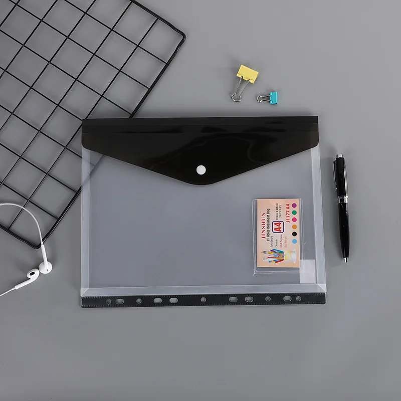 Hot Sales Custom Logo Clear Filing Envelope A4 Thick Plastic PP File Pocket Document File Folder